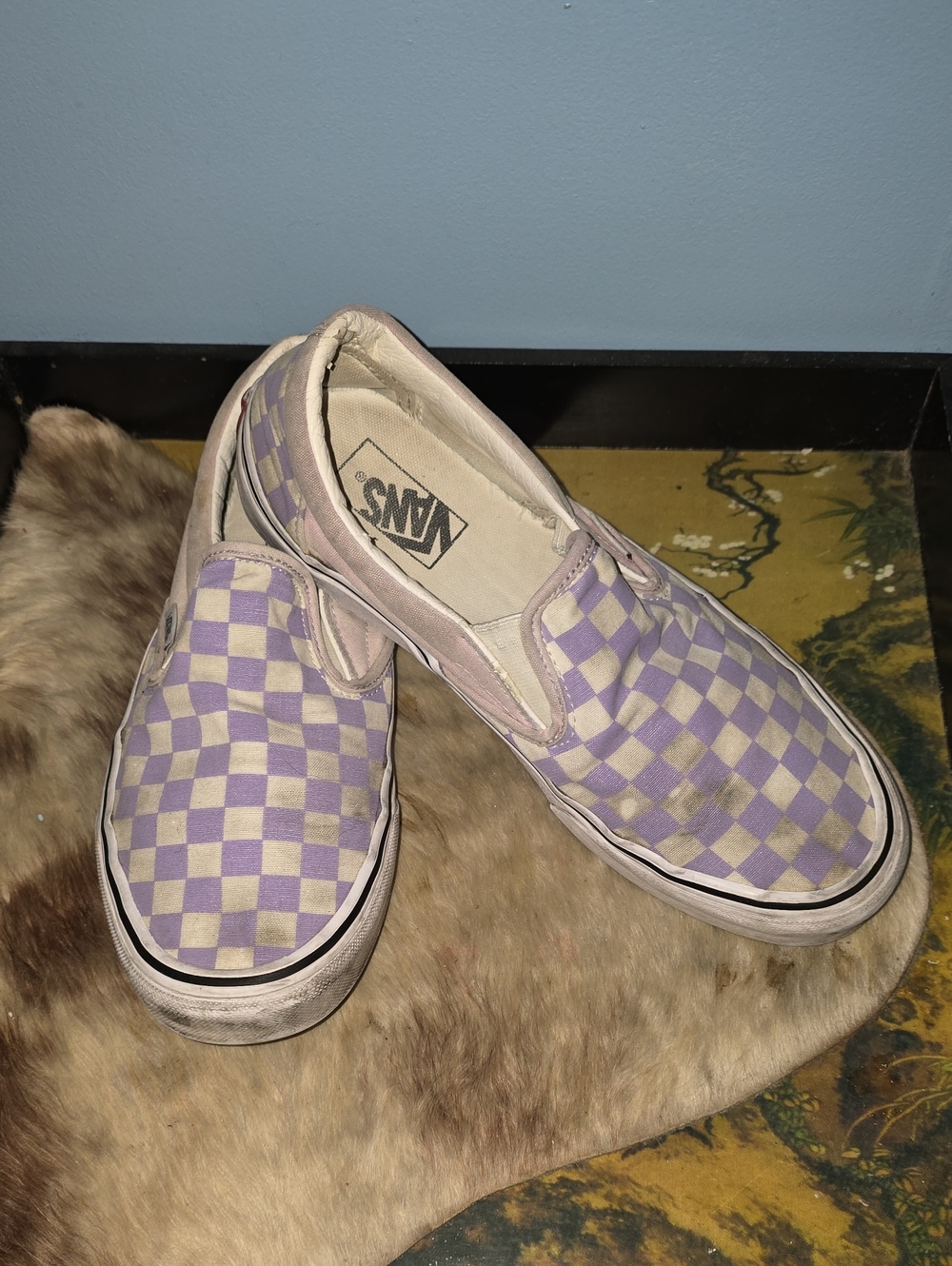 Vans Unisex Slip-On Checkerboard Sneakers - Lavender & White